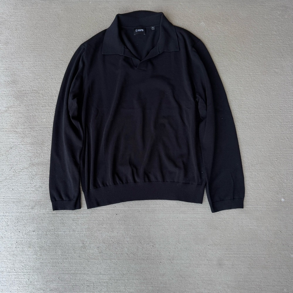 Cuts Clothing Men's Crew Neck Pullover Sweater Black XXL Lightweight Knit